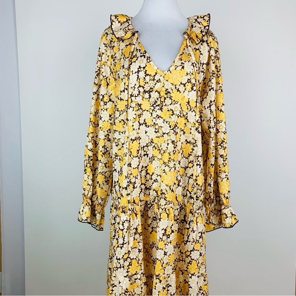 Mazik With The Flowers Maxi Dress Yellow Brown Small